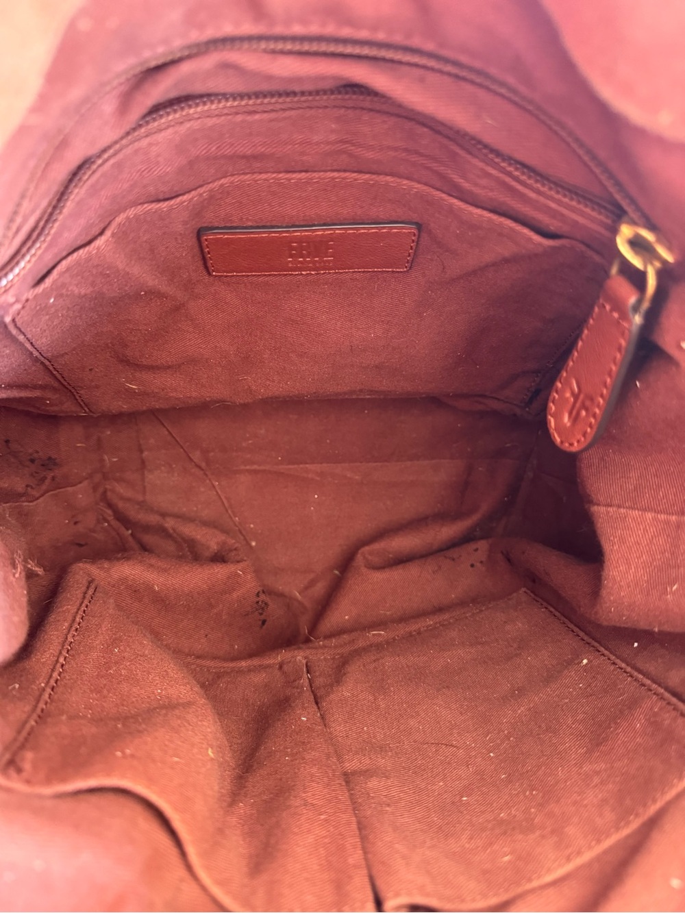 Frye Women's Cognac Brown Leather Purse Hobo Bag - Picture 9 of 16
